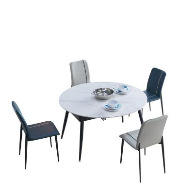 China Luxury Marble Table and Light Nordic Style Convertible Dining Chair Sets Round Table for sale