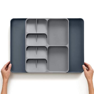 China Sustainable Plastic Kitchen Utensils Drawer Organizer Expandable Multi-Purpose Storage Tray For Silverware Serving Utensils for sale