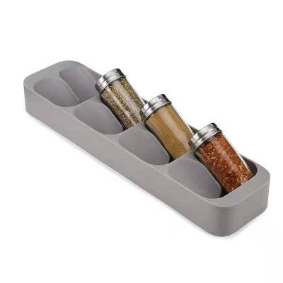 China Sustainable 8 Compartments Spice Drawer Organizer Storage Tray For Kitchen Bottled Spice for sale