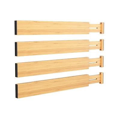 China Minimalist Expandable Bamboo Organizer Drawer Dividers Separators for Kitchen Bedroom Bathroom Dresser Desk Organizers for sale