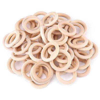 China Natural Wooden Circle Ring Jewelry, Europe Round Craft Lotus Wooden Ring for DIY Toy Wooden Pendant Connector, 50pcs/Bag for sale