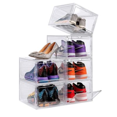 China Stackable Clear Sturdy Organizer Stocked Assemble Storage Container for Closet and Display Sneakers, Thick Clear Plastic for sale