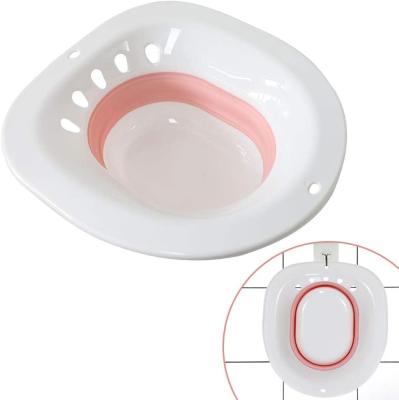 China Plastic Foldable Medical Sitz Bath Plastic Seat for Rinse and Soak to Soothe Hemorrhoid Vaginal Anal Fissure Yoni Steam Postpartum for sale