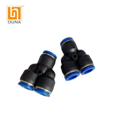 China Build-in Plastic Pneumatic Quick Tee Pneumatic Plug Connector Pneumatic Hose Plug for sale