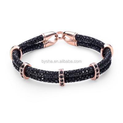 China Fashion stingray bracelet wholesale real stingray bracelet leather men's women's diamond black stingray bracelet for sale