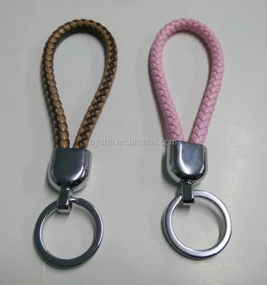 China Leather Rope Key Chain Braided Key Chain Type Colorful Rope Metal Hardware Leather Key Chain And Coin Holder for sale