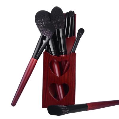 China Angular Blush Wholesale cosmetics high quality plastic handle foundation brush with stand box 10 pieces brushes for makeup customization for sale