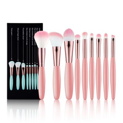 China Angular Blush Factory High Quality Luxury 9pcs Makeup Brushes Private Label Pink Blue Cosmetic Makeup Brushes Set for sale