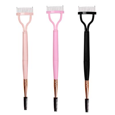 China Plastic Professional metal teeth separator Professional Beauty tools Eyelash comb brush Stainless steel eyelash separator 2 in 1 for sale