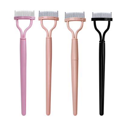 China Plastic Folding Eyelash Comb Curler Eyelashes Separator Makeup Mascara Applicator Brush Stainless Steel Eyelash Comb for sale