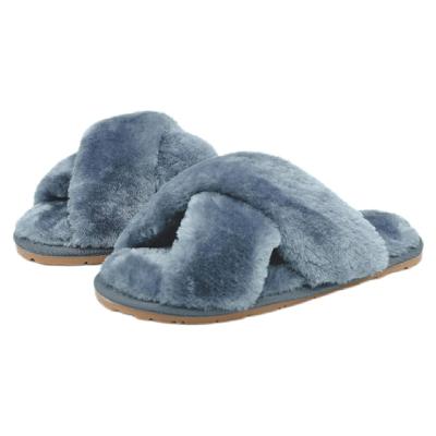 China Cushioning Indoor Slippers Women's Strip Home Slippers Plush Fur Memory Comfortable Open Furry Soft Criss Cross Toe for sale