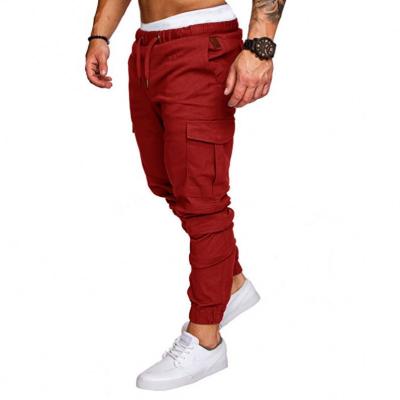 China 2021 Fashion Other New Design Men's Casual Drawstring Waist Solid Color Pockets Cargo Pants for sale