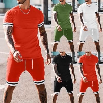 China 2021 Summer New Arrival Plus Size Men's Casual Short Sleeve T-shirt Sports Outfits 2 Piece Short Set for sale