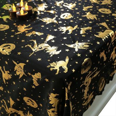 China Halloween Goblin Halloween Crawling TableclothRectangle TablesCovers Black Spider Web Skull Witch Bat Disposable for sale