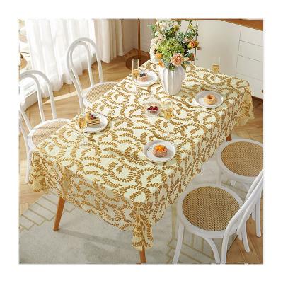 China Waterproof Polyester Gold Dust Tablecloths Fancy Rectangle For Hotel Tablecloth Party Wedding Restaurant for sale