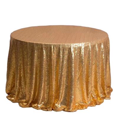 China Beautiful And Festive Round Luxury Wedding Banquet Reception Tablecloth Sequin Home Tablecloths for sale