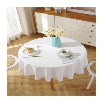 China Beautiful and festive white tablecloth round rectangle square tablecloth 100% polyester tablecloth for wedding party for sale