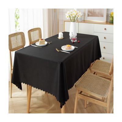 China Simple design waterproof polyester wholesale custom tablecloth polyester black tablecloth for sale