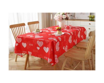 China Beautiful and Festive Multicolor Valentine Theme Rectangle Polyester Waterproof Tablecloth for sale