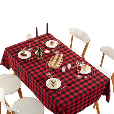 China Farmhouse Cotton Polyester Christmas Table Runner Rectangle Christmas Dustproof Table Cloth for sale