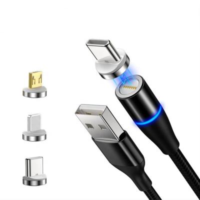 China Magnetic Cable LED Flowing LED Light 3 USB In 1 Micro USB Type C 5A 3A Data Cable Fast Charging Magnetic Cable Charger For iPhone Samsung Xiaomi Mobile for sale