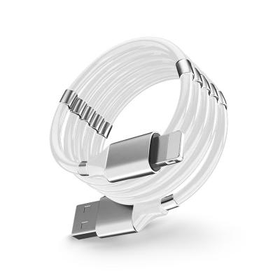 China 5A USB Charger Magnetic LED Cable Magnetic Self-Winding USB Charging Micro Type C Super Easy Coil Calla Supercrystal Cable For iPhone Android for sale