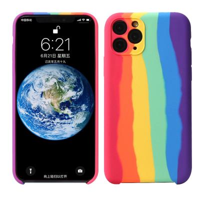 China Custom Soft Silicone Rainbow Shockproof Phone Case For iphone 12 mini pro 8 plus back cover max 11 mobile case xs xr 7 for sale