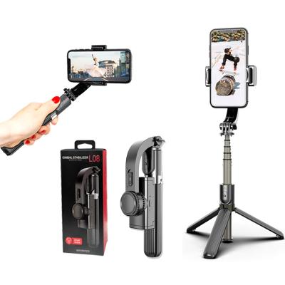 China Tiktok Cell Phone Anti-shake Selfie Stick Gimbal Stabilizer l08 Tripod Foldable Handheld Wireless Remote Control Holder for sale