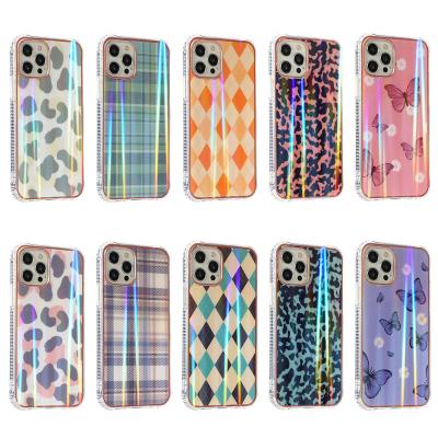 China Fanshion Cool Tiger Butterfly Stripe Rhombus Camouflage Leopard Dazzling Laser Phone Case With For iPhone 7 8 X XS XR 11 12 13 Pro Max for sale