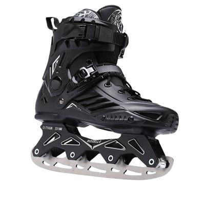 China Snap Adjustable Children's Sports PU Wheels Roller Ice Skates Shoes 36-46 for sale