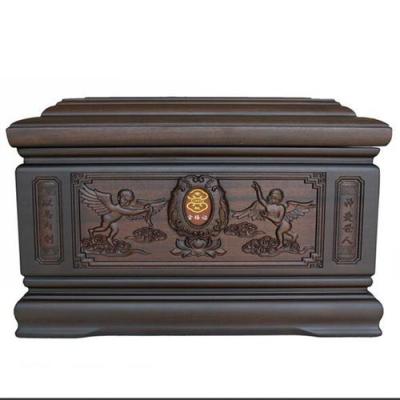 China Wholesale American style porcelain valnut solid wood custom logo matte finish biodegradable urn for funeral cremation for sale