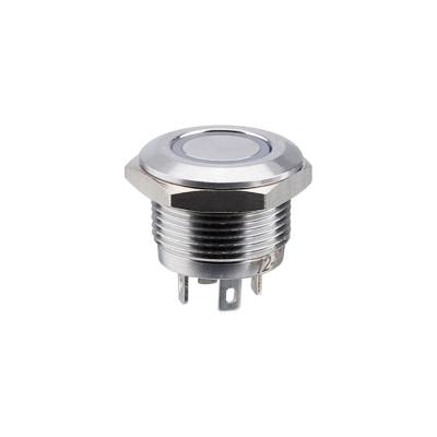 China Momentary push contact switch 12V metal push button short metal 16mm flat (top) LED for sale