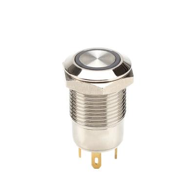 China Momentary metal reset 12mm momentary flush off-(on) led push button switch 12v for sale