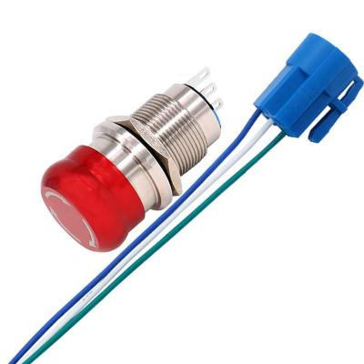 China Self-lock Emergency Stop Metal Push Button Switch Cable Plug 16mm W for sale