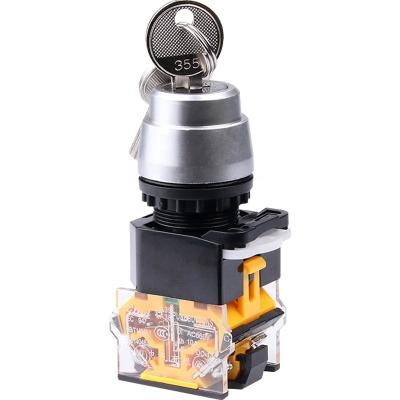 China LA38-11Y/21 NO/NC 2 Position Self-lock ON-OFF Locking Switch Rotary Switch W Key Selected for sale