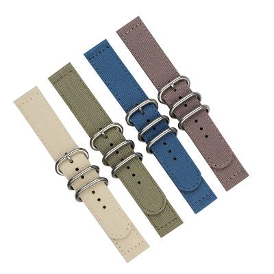 China Fabric 2 Pcs Style Zulu Canvas Watch Band Strap 18 20 22 24mm for sale