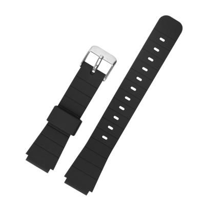 China Thick Black Rubber Mens TPU Watch Bands Rubber Cheap Straps for sale