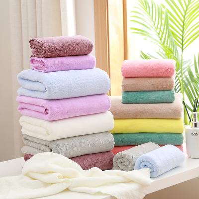 China Customized QUICK DRY Logo Coral Fleece Towel Soft Bath Towel Set Absorbent Face Towel Set for sale