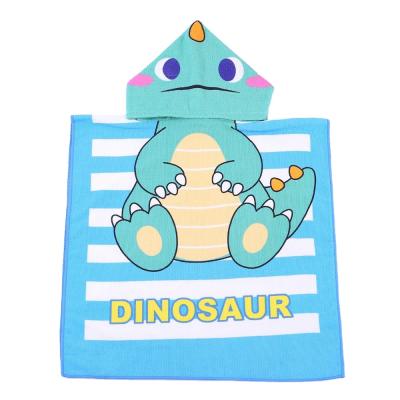 China Child Safe Kids Beach Poncho Towel Hooded Beach Towel Kids Cartoon Printed for sale