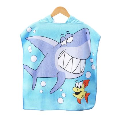 China Hooded Beach Poncho Towel Kids Cartoon Printed Soft Beach Towel Safe For Children Kids for sale