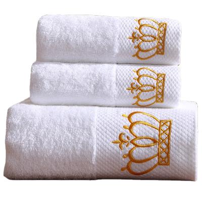 China QUICK DRY 100% Cotton Hotel Embroidered Hand Towel Hotel White Bath Towels Face Cloths Towel for sale