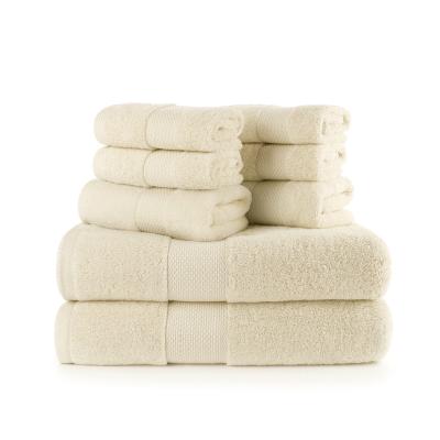 China Wholesale QUICK DRY Luxury 100% Cotton 8 Pcs Towel Set Bathroom Hand Towel Bath Towel For Hotel for sale