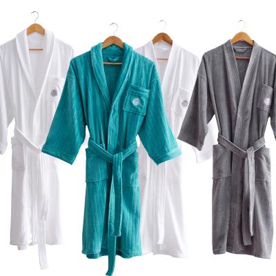 China Wholesale QUICK DRY Winter Luxury 100% Cotton Bathrobe Embroidered Couples Hotel Five Star Bathrobe Custom Logo for sale