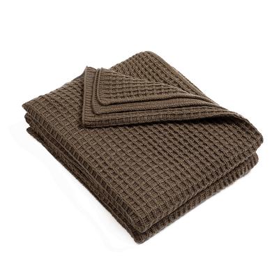 China High Quality Anti-Static Knitted Waffle Weave Blanket / Sofa Cover Blanket for sale