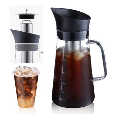 China New Arrival Sustainable Glass Brew Coffee Maker Carafe With Lid And Stainless Steel Coffee Infuser For Coffee for sale