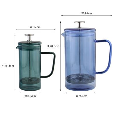 China French Press 1000ML New Design Viable Color Coffee Plunger Blue Tea Maker With 18/8 Stainless Steel Filter for sale