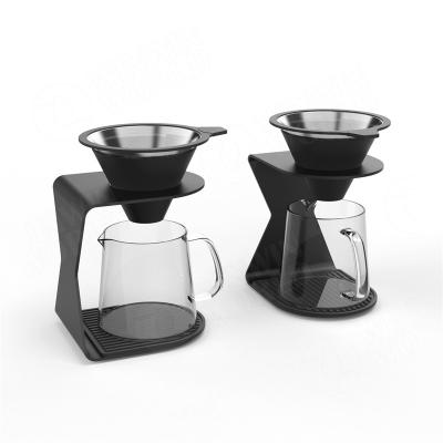 China Viable Pour Over Coffee Maker Pour Over Coffee Dripper With Paperless Coffee Strainer Stainless Steel Cone Filter Filters Glass Carafe for sale