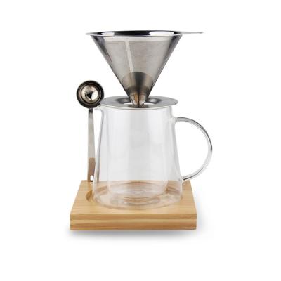 China Viable Pour Over Coffee Maker 500ml Borosilicate Glass Carafe With Rust Resistant Stainless Steel Paperless Filter Coffee Spout for sale