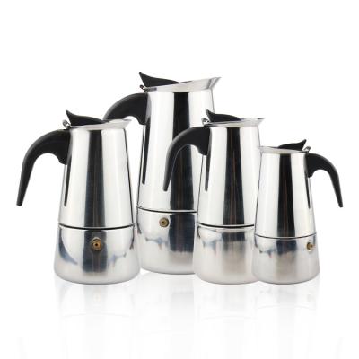 China WITH LID Stainless Steel Mini Coffee Maker Stovetop Espresso Maker Moka Pot Coffee Pass LFGB Certification for sale