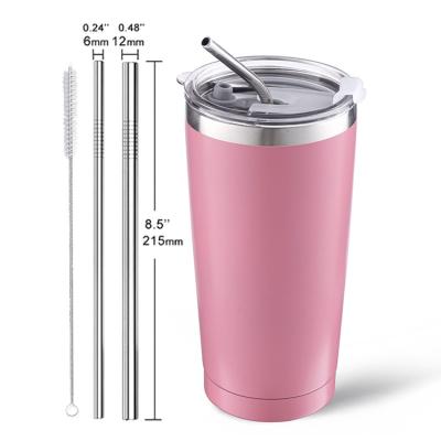 China Sustainable Smoothie Cup Reusable Metal 20OZ Boba Stainless Steel Cup With Lid And Straw 12mm for sale